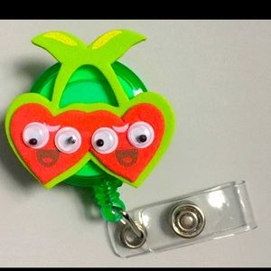 Googly eye double cherry badge reel key card holder